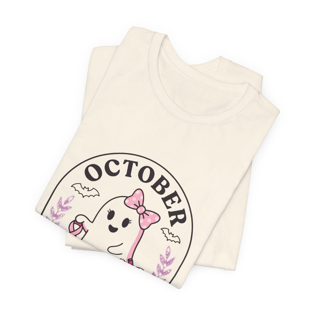 Pink Boo Crew Ghost Tee | Breast Cancer Awareness, Ribbon October