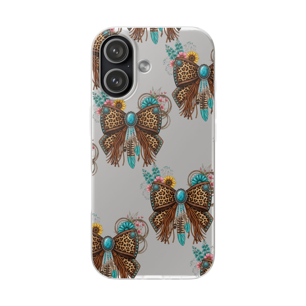 Leopard Turquoise Bow Phone Case