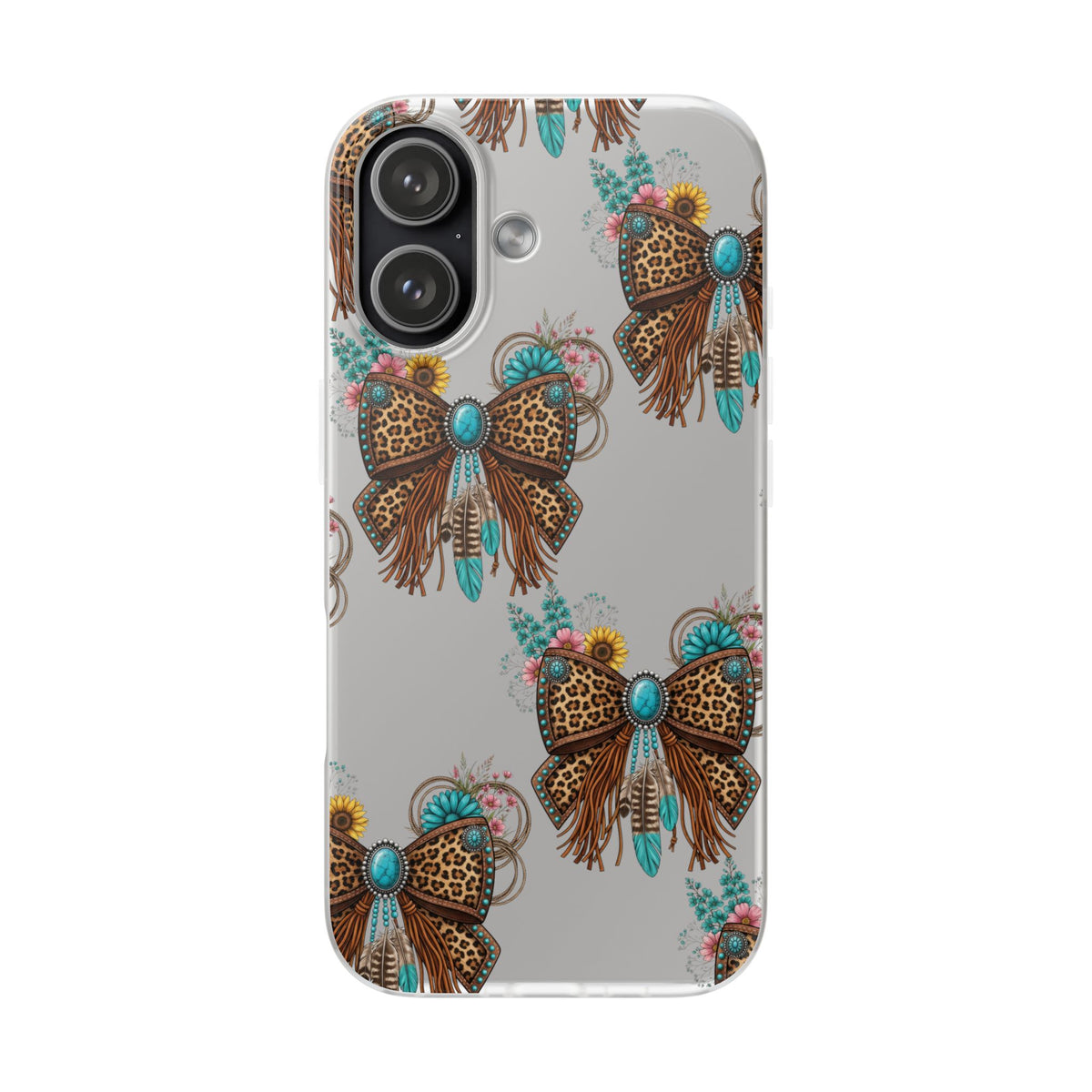 Leopard Turquoise Bow Phone Case