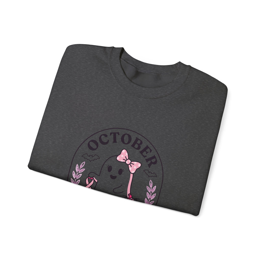 October Pink Boo Crew Sweatshirt | Breast Cancer Awareness, Ribbon