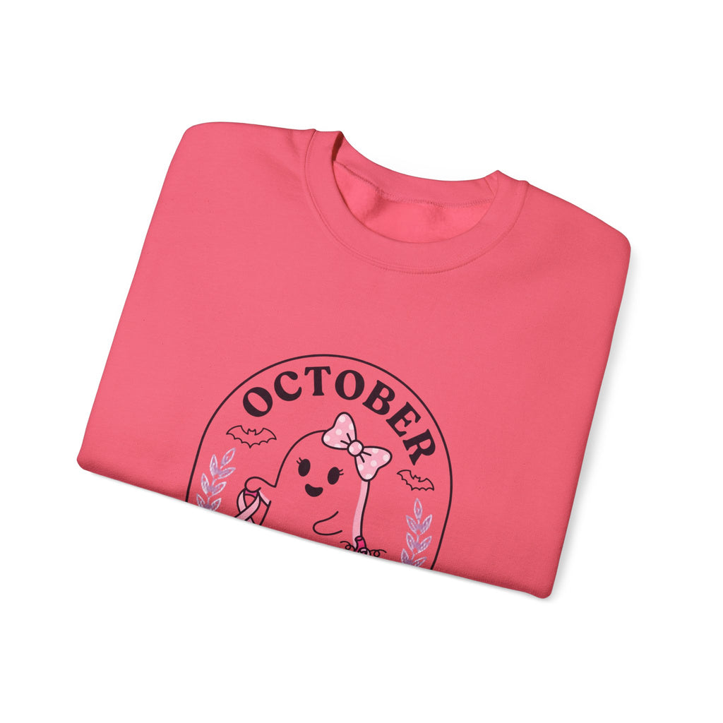 October Pink Boo Crew Sweatshirt | Breast Cancer Awareness, Ribbon