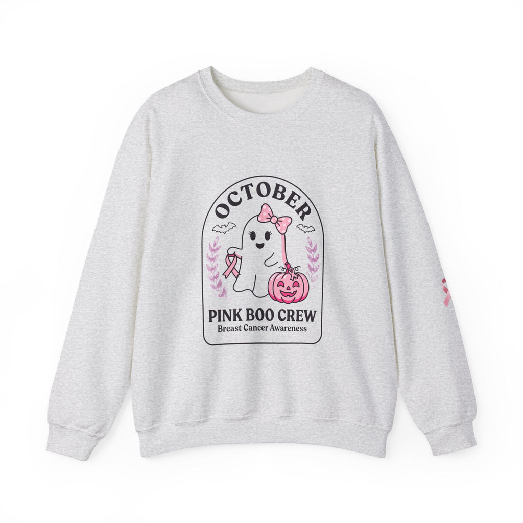October Pink Boo Crew Sweatshirt | Breast Cancer Awareness, Ribbon
