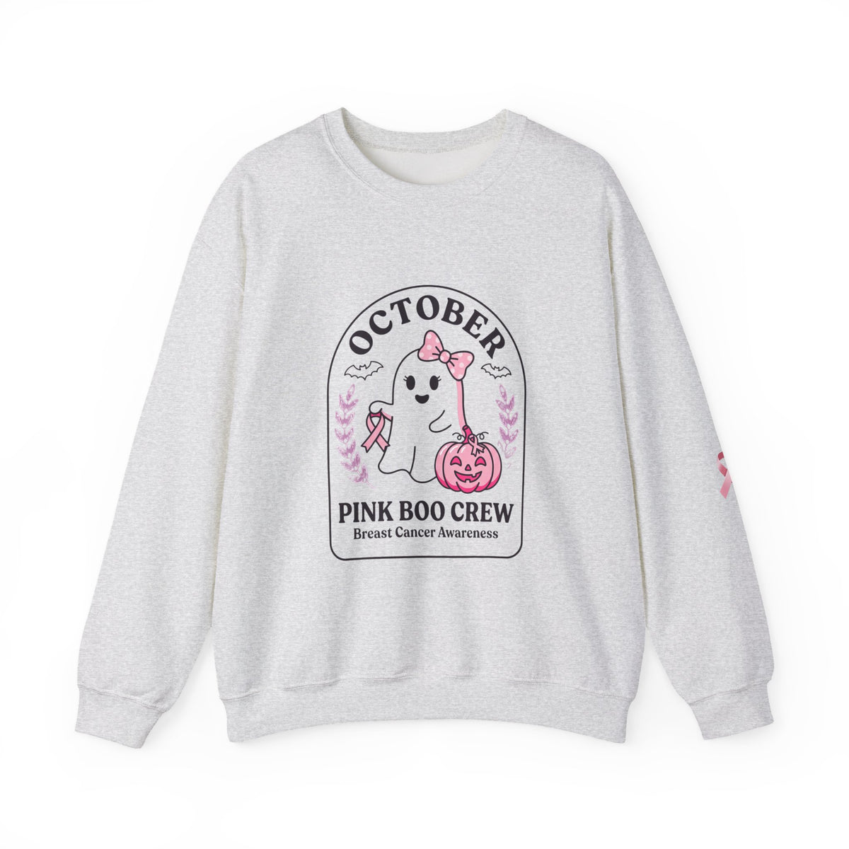 October Pink Boo Crew Sweatshirt | Breast Cancer Awareness, Ribbon
