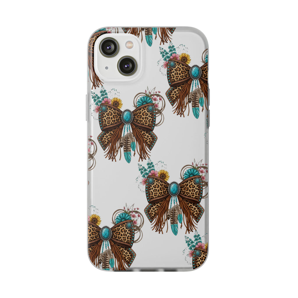 Leopard Turquoise Bow Phone Case