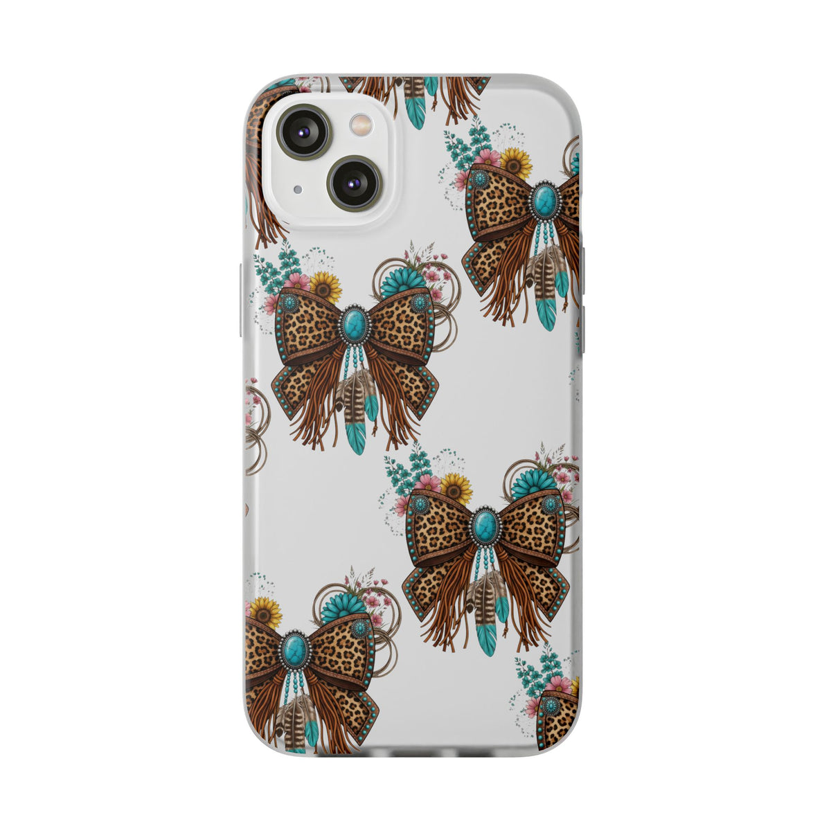 Leopard Turquoise Bow Phone Case