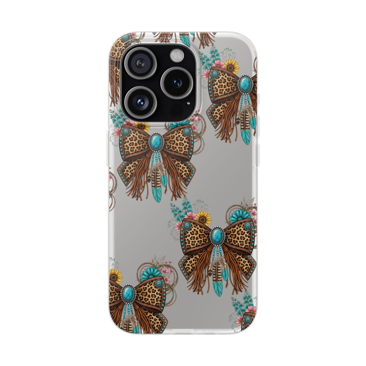 Leopard Turquoise Bow Phone Case