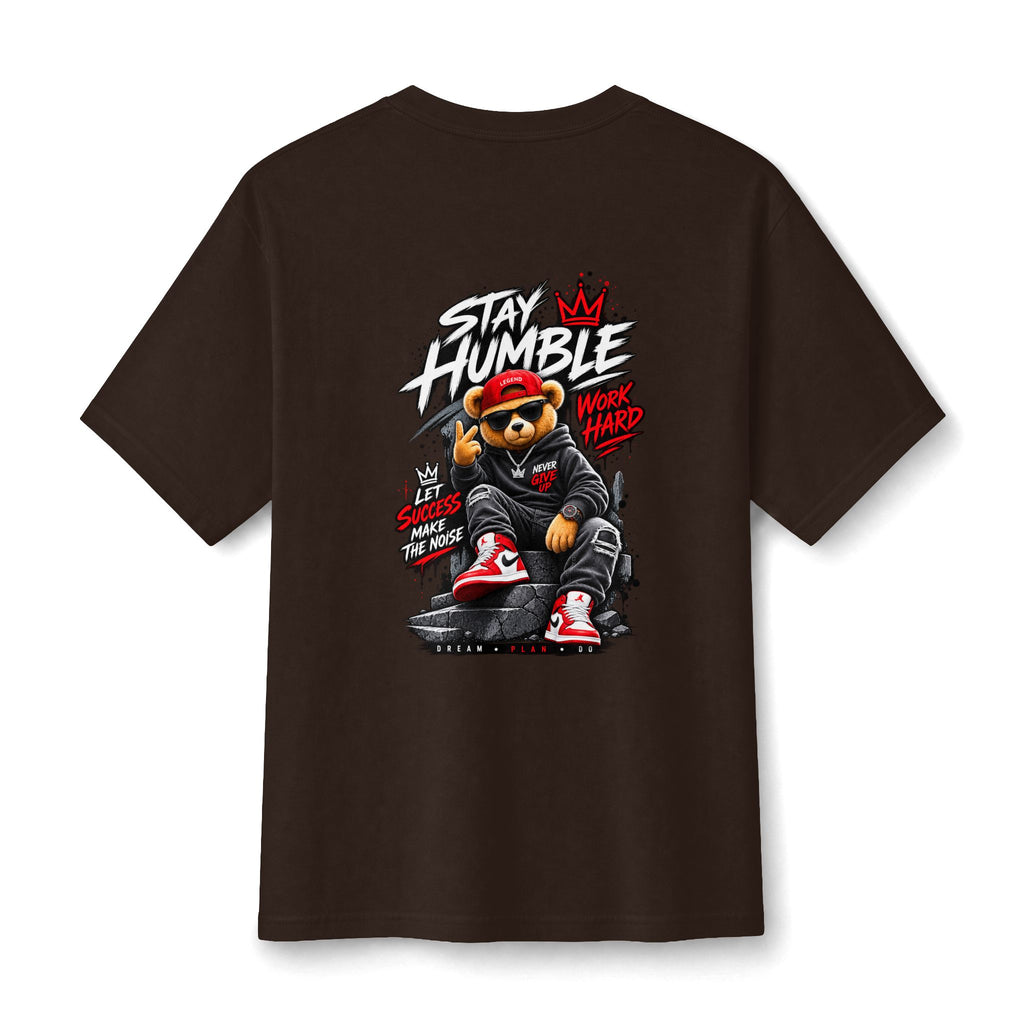 Stay Humble Bear Graphic Tee — Urban Streetwear Cotton T‑Shirt