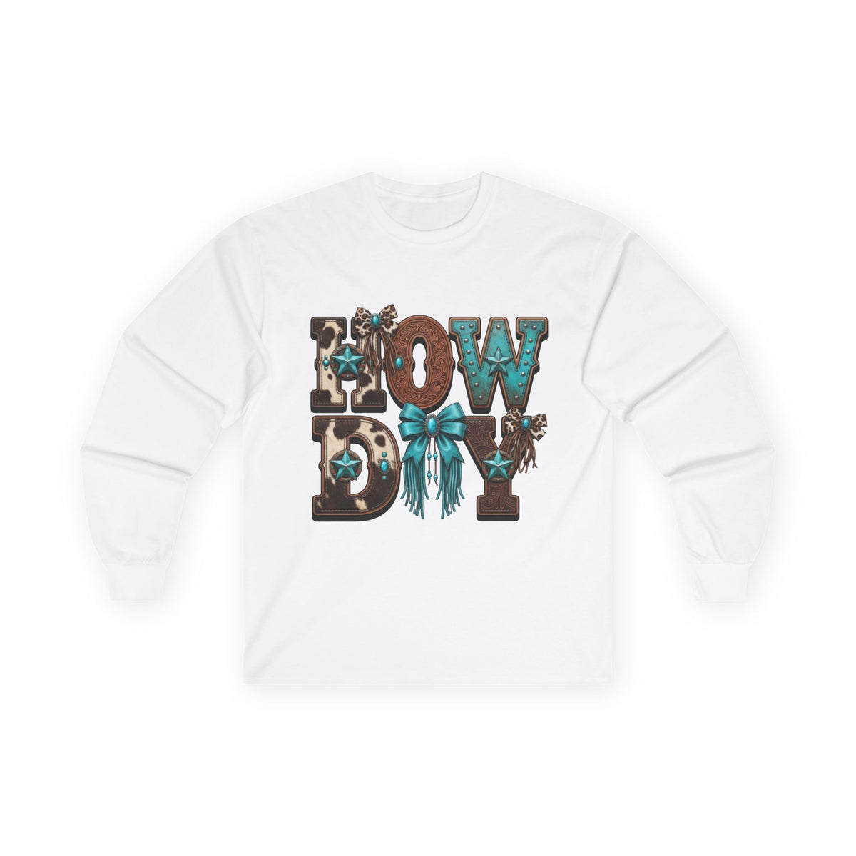 Long Sleeve Tee - "Howdy" Western Floral Cowgirl Graphic