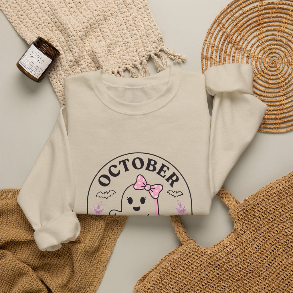 October Pink Boo Crew Sweatshirt | Breast Cancer Awareness, Ribbon