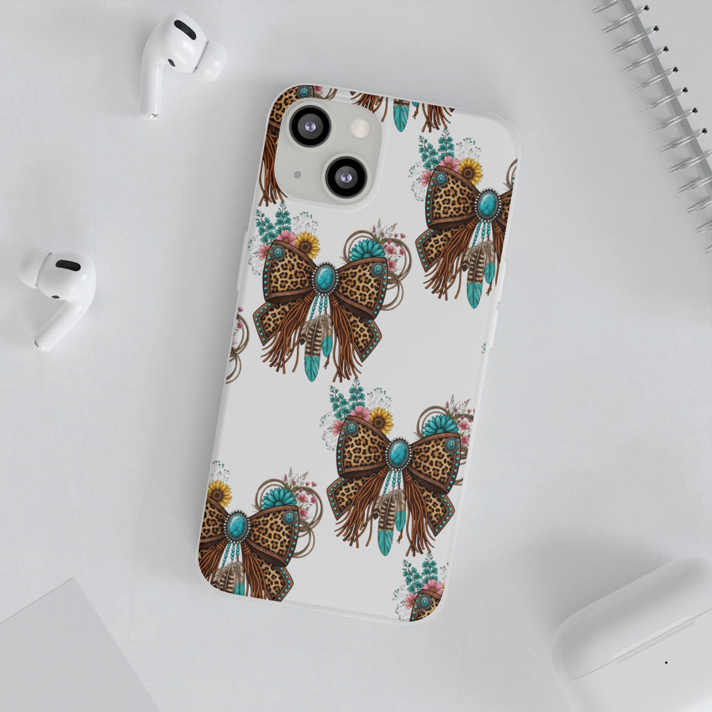 Leopard Turquoise Bow Phone Case