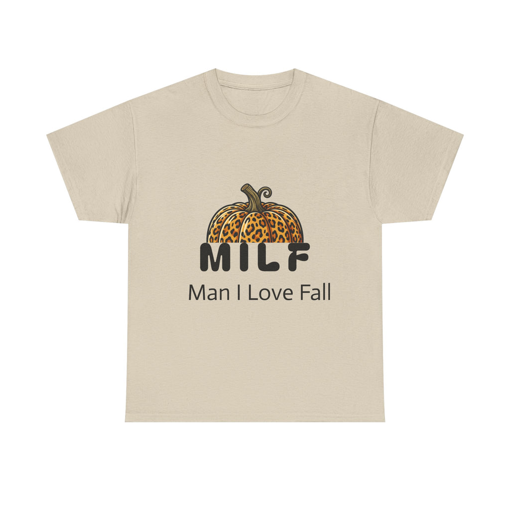 Fall Graphic Tee — "MILF: Man I Love Fall" Pumpkin Leopard Print