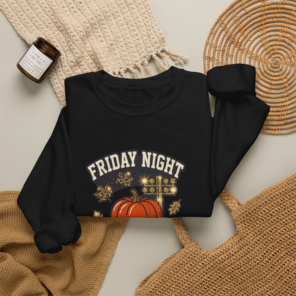 Friday Night Fall Lights Sweatshirt | Pumpkin Vintage Autumn Graphic