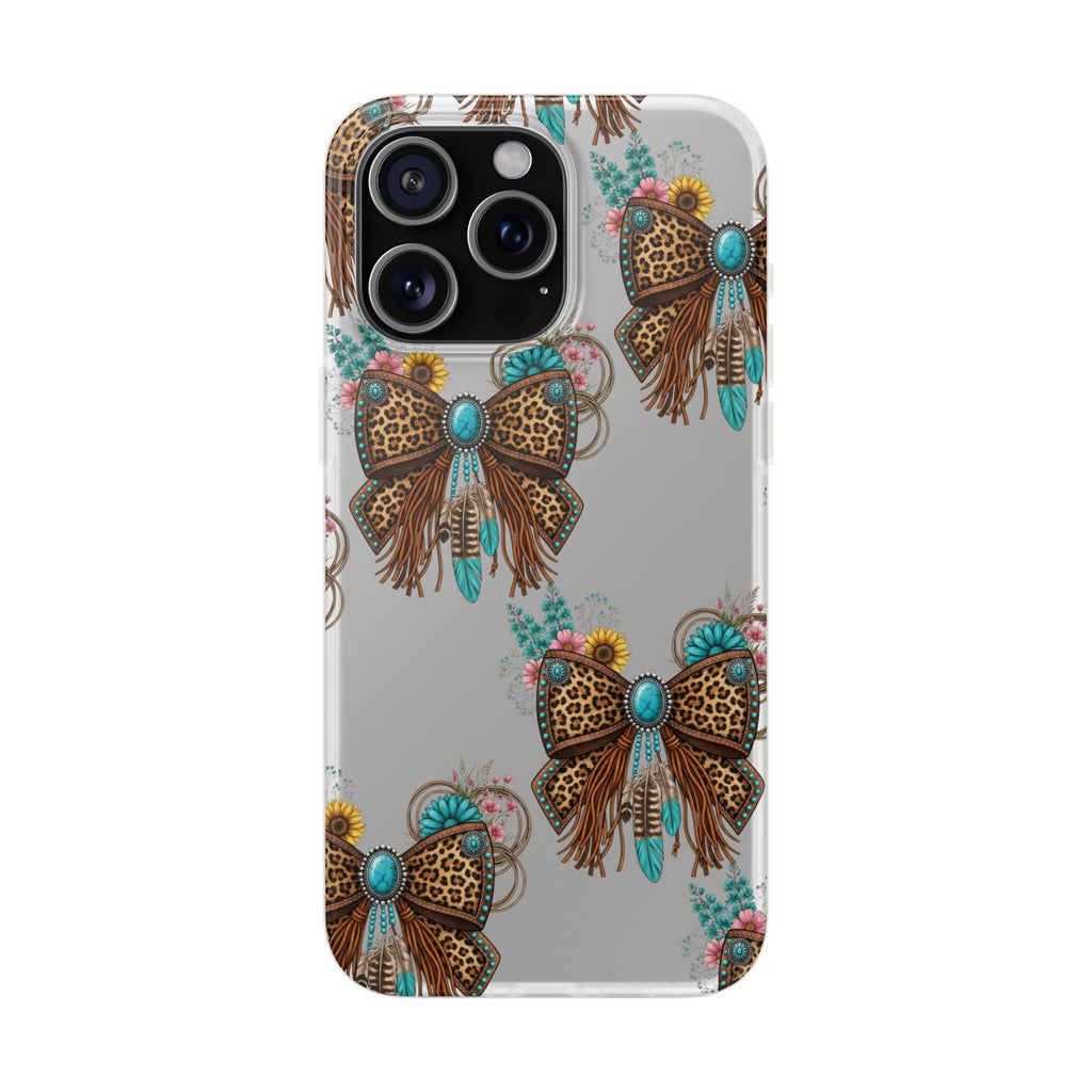 Leopard Turquoise Bow Phone Case