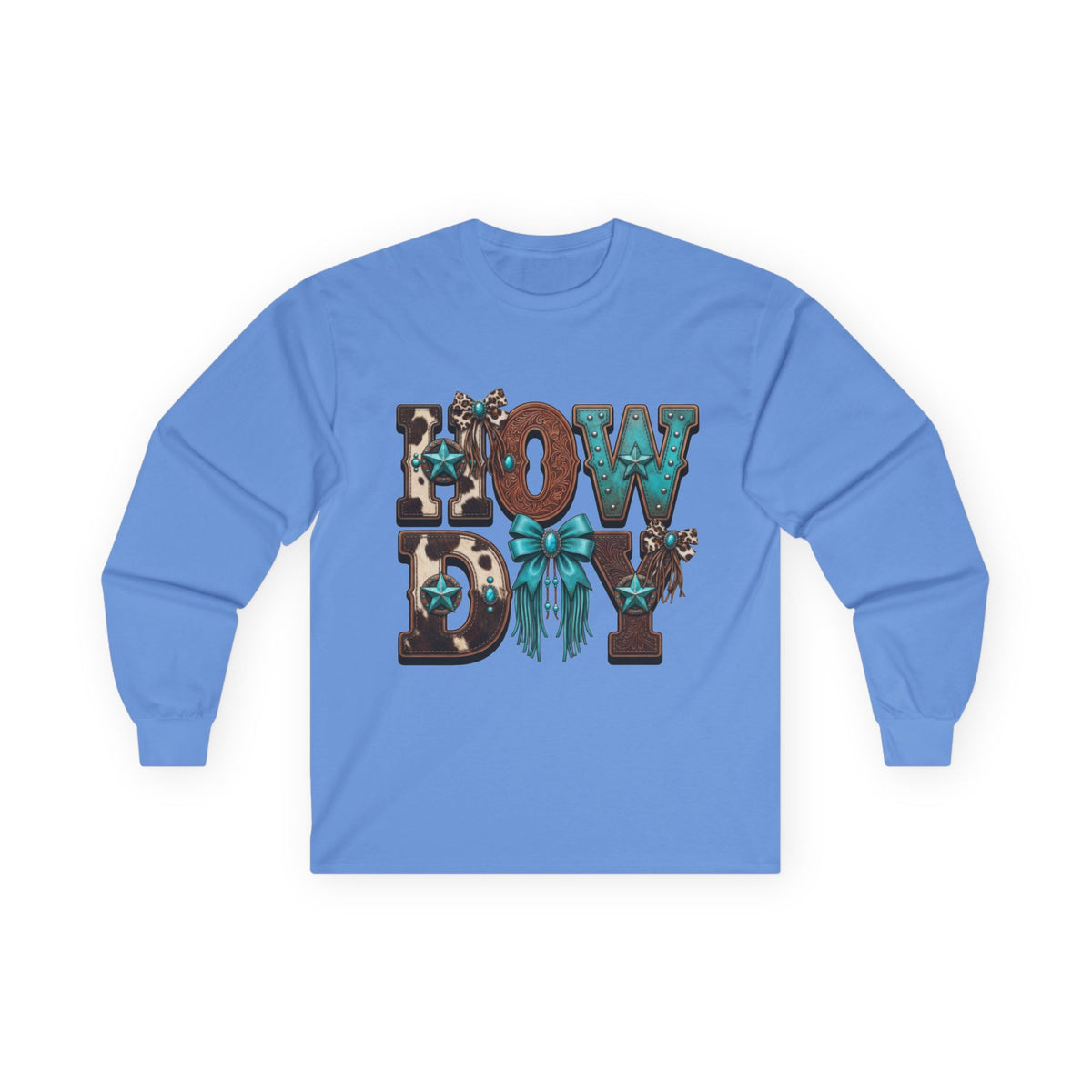 Long Sleeve Tee - "Howdy" Western Floral Cowgirl Graphic