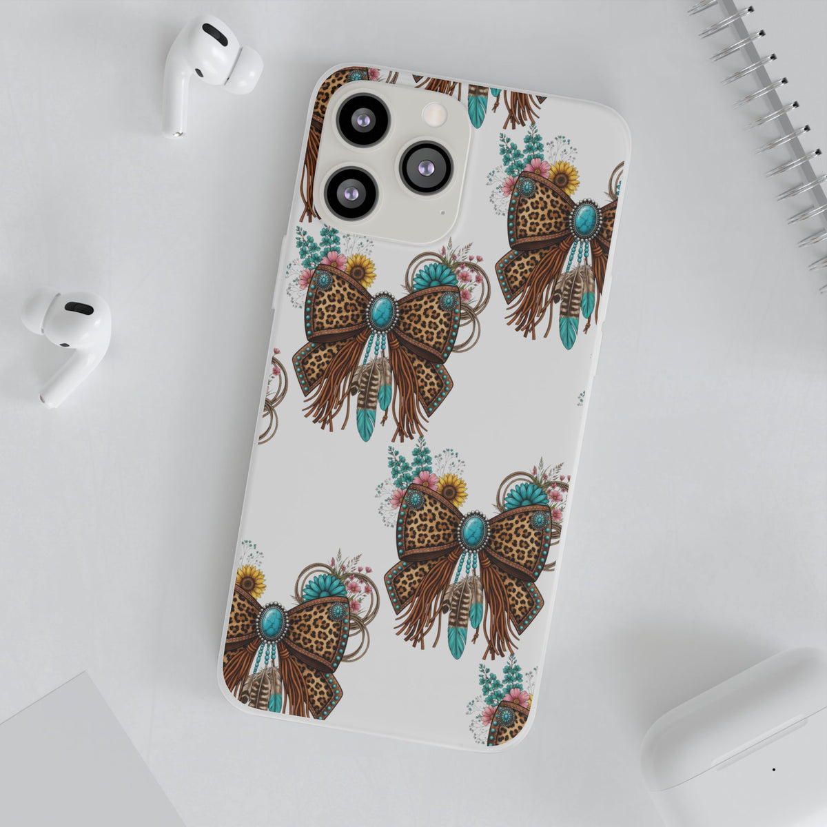 Leopard Turquoise Bow Phone Case