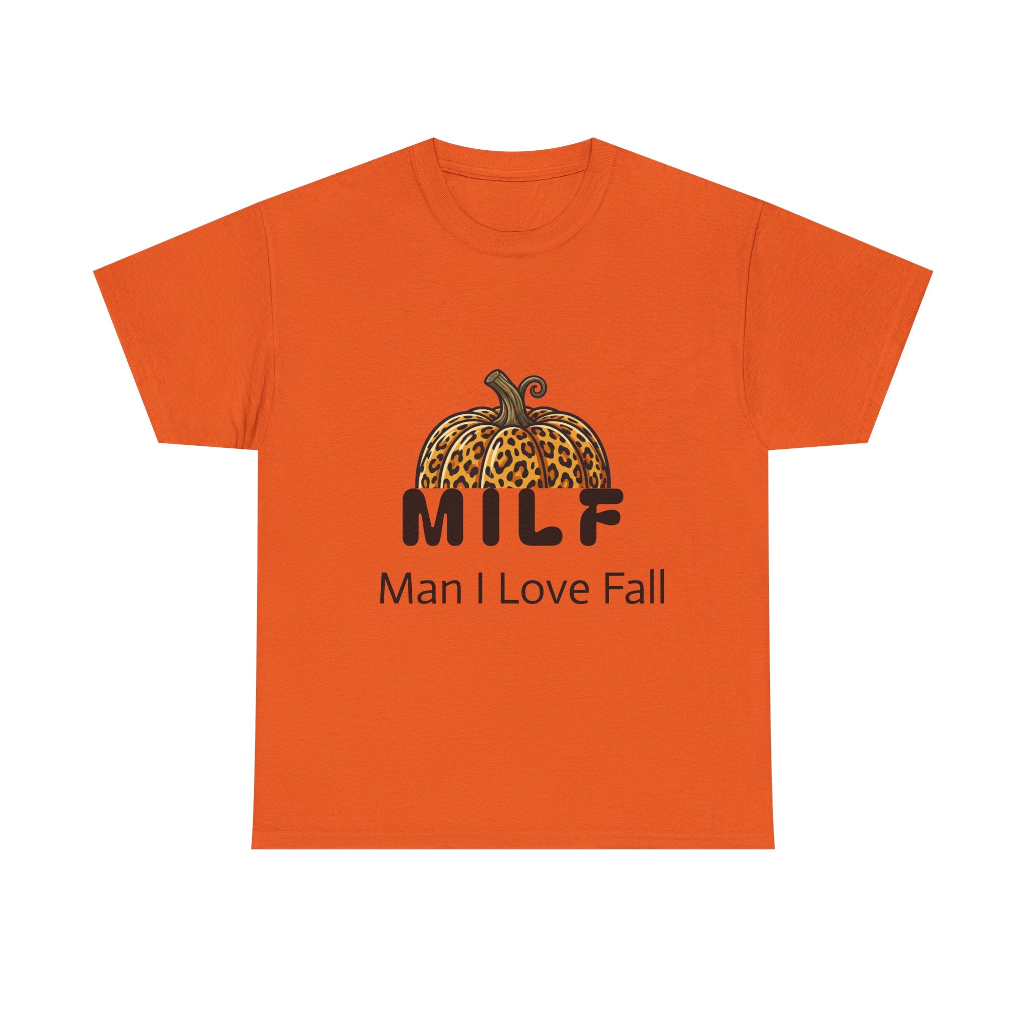 Fall Graphic Tee — "MILF: Man I Love Fall" Pumpkin Leopard Print