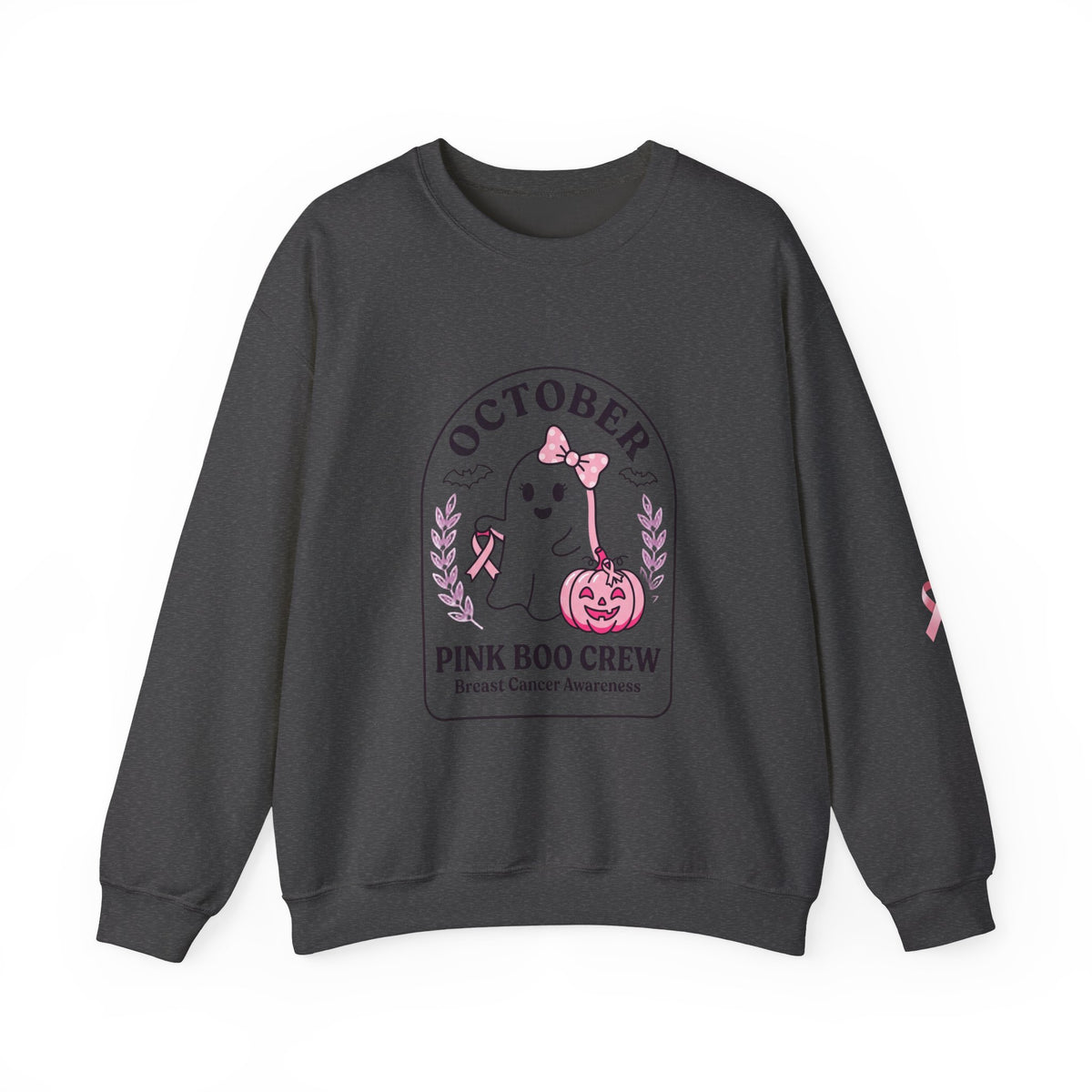 October Pink Boo Crew Sweatshirt | Breast Cancer Awareness, Ribbon