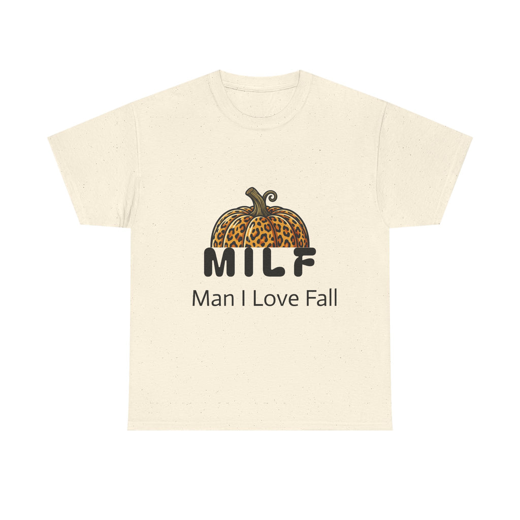 Fall Graphic Tee — "MILF: Man I Love Fall" Pumpkin Leopard Print