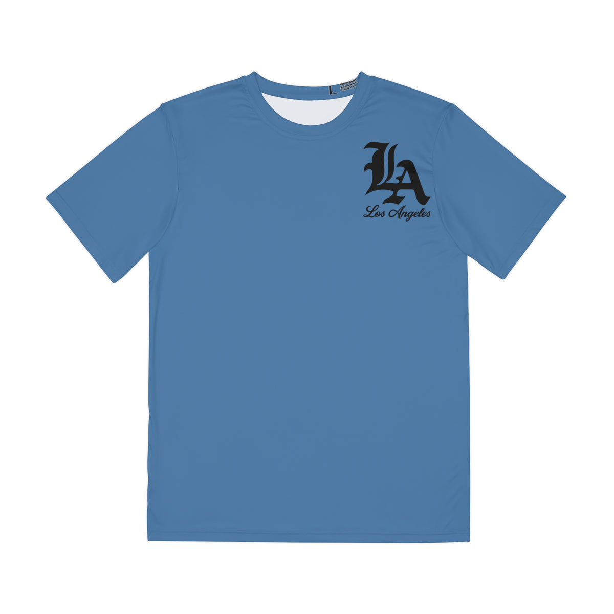 Los Angeles Skyline Tee — LA Script Front & City Nightback Polyester Shirt