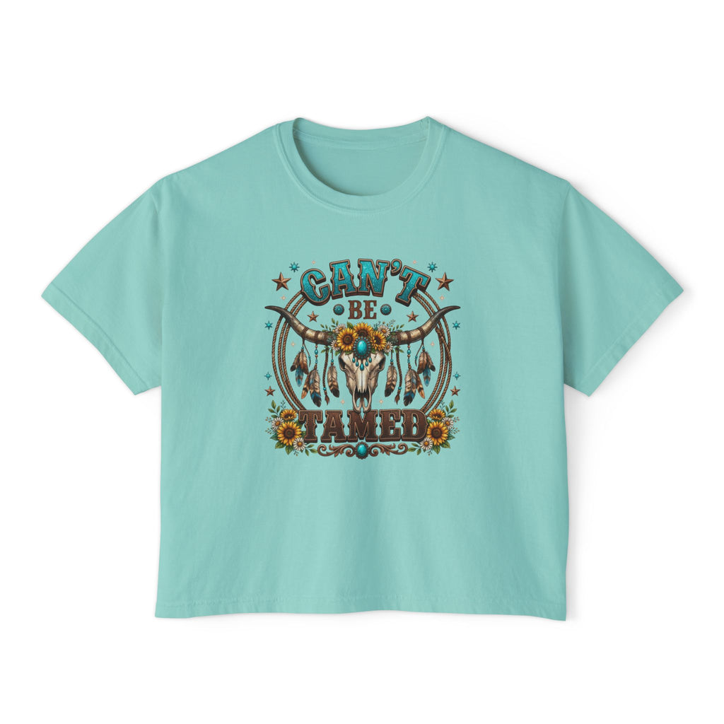 Can't Be Tamed Graphic Tee — Women's Boxy Western Cowboy Shirt