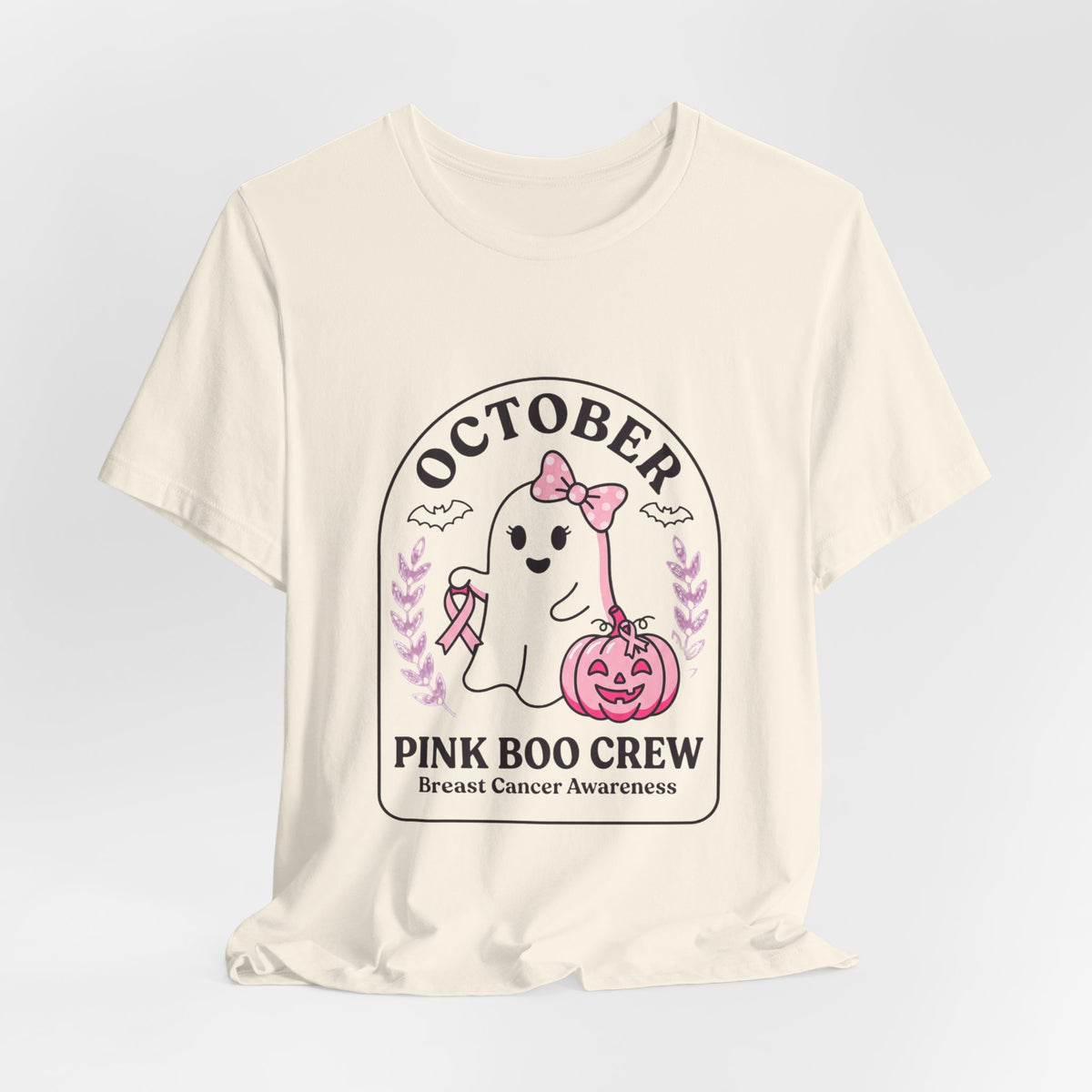 Pink Boo Crew Ghost Tee | Breast Cancer Awareness, Ribbon October