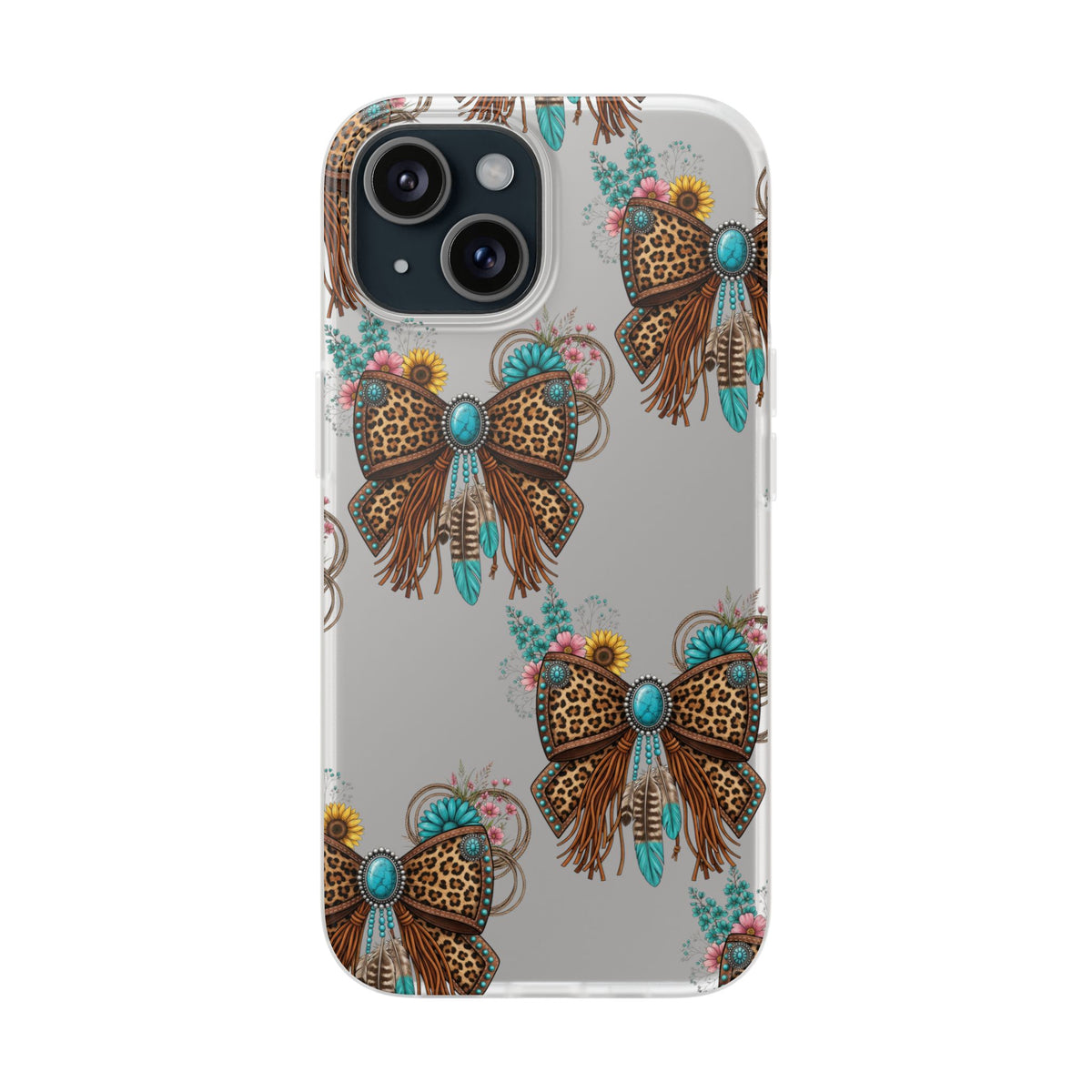 Leopard Turquoise Bow Phone Case