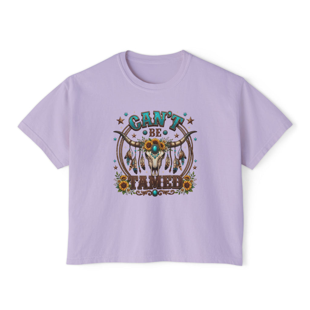 Can't Be Tamed Graphic Tee — Women's Boxy Western Cowboy Shirt