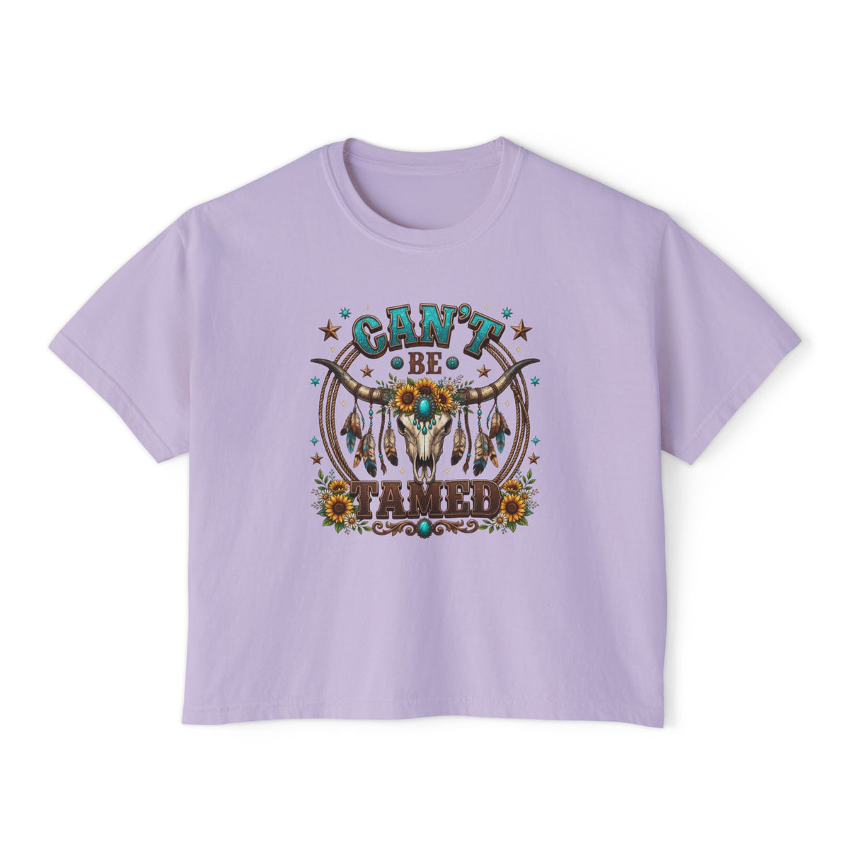 Can't Be Tamed Graphic Tee — Women's Boxy Western Cowboy Shirt