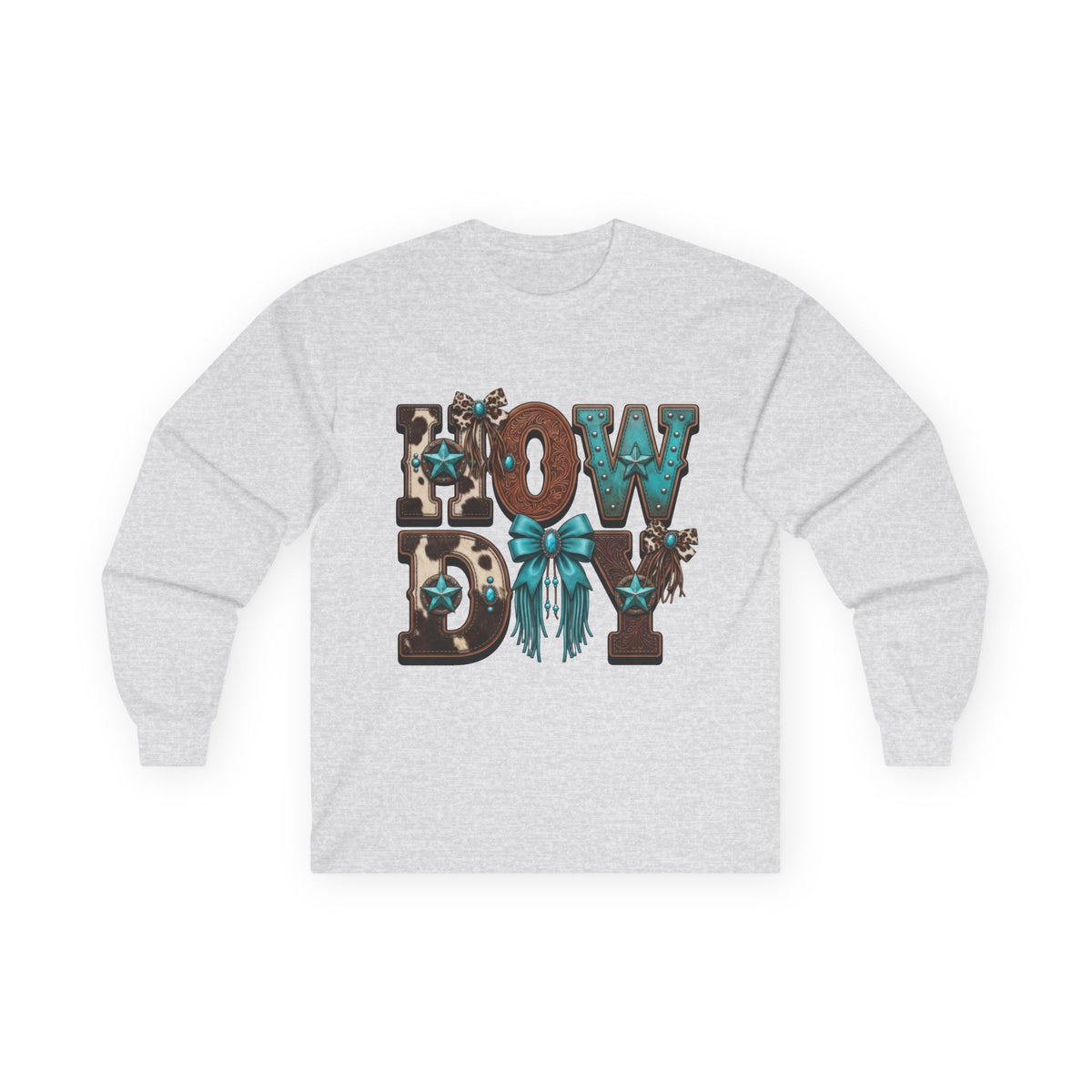 Long Sleeve Tee - "Howdy" Western Floral Cowgirl Graphic