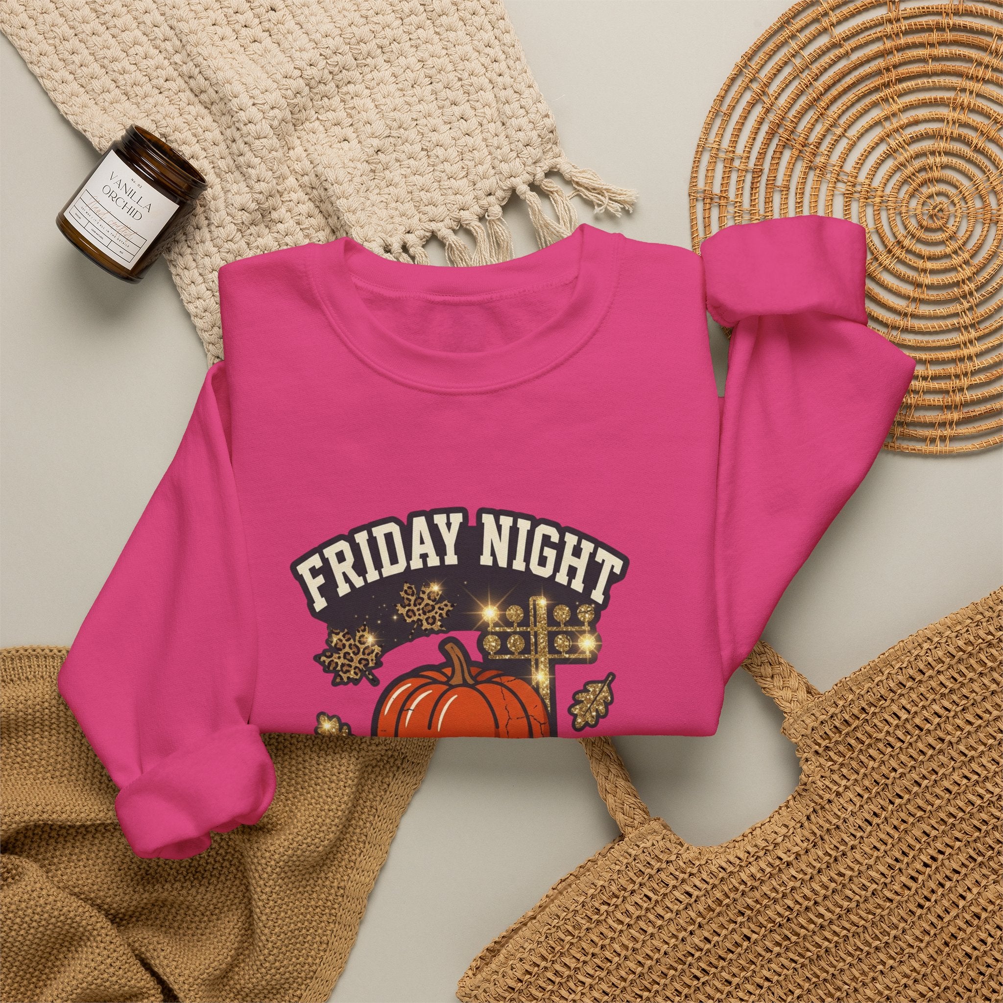 Friday Night Fall Lights Sweatshirt | Pumpkin Vintage Autumn Graphic
