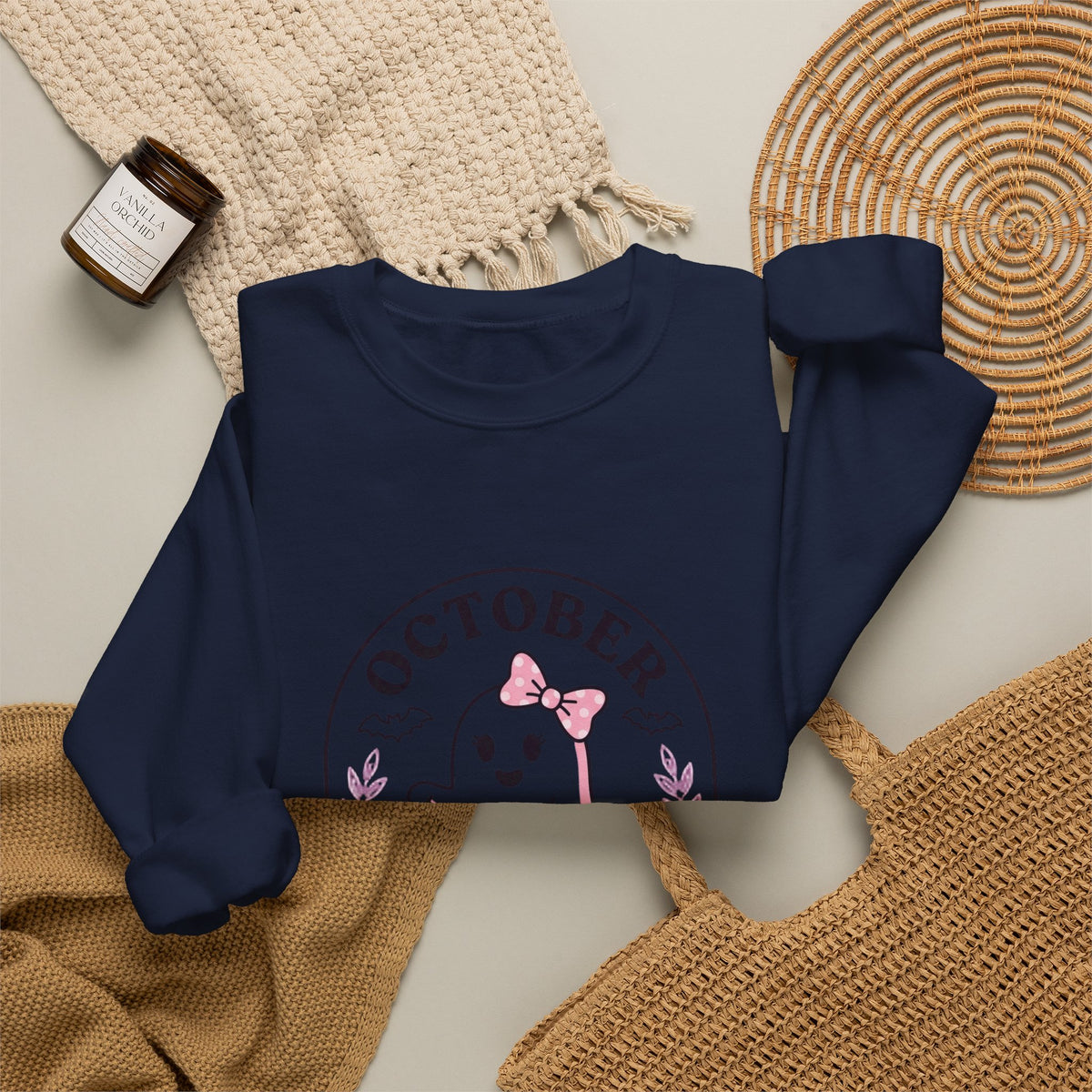 October Pink Boo Crew Sweatshirt | Breast Cancer Awareness, Ribbon