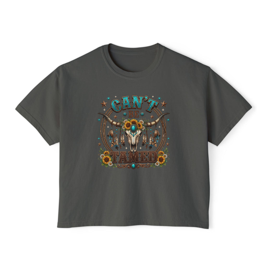 Can't Be Tamed Graphic Tee — Women's Boxy Western Cowboy Shirt