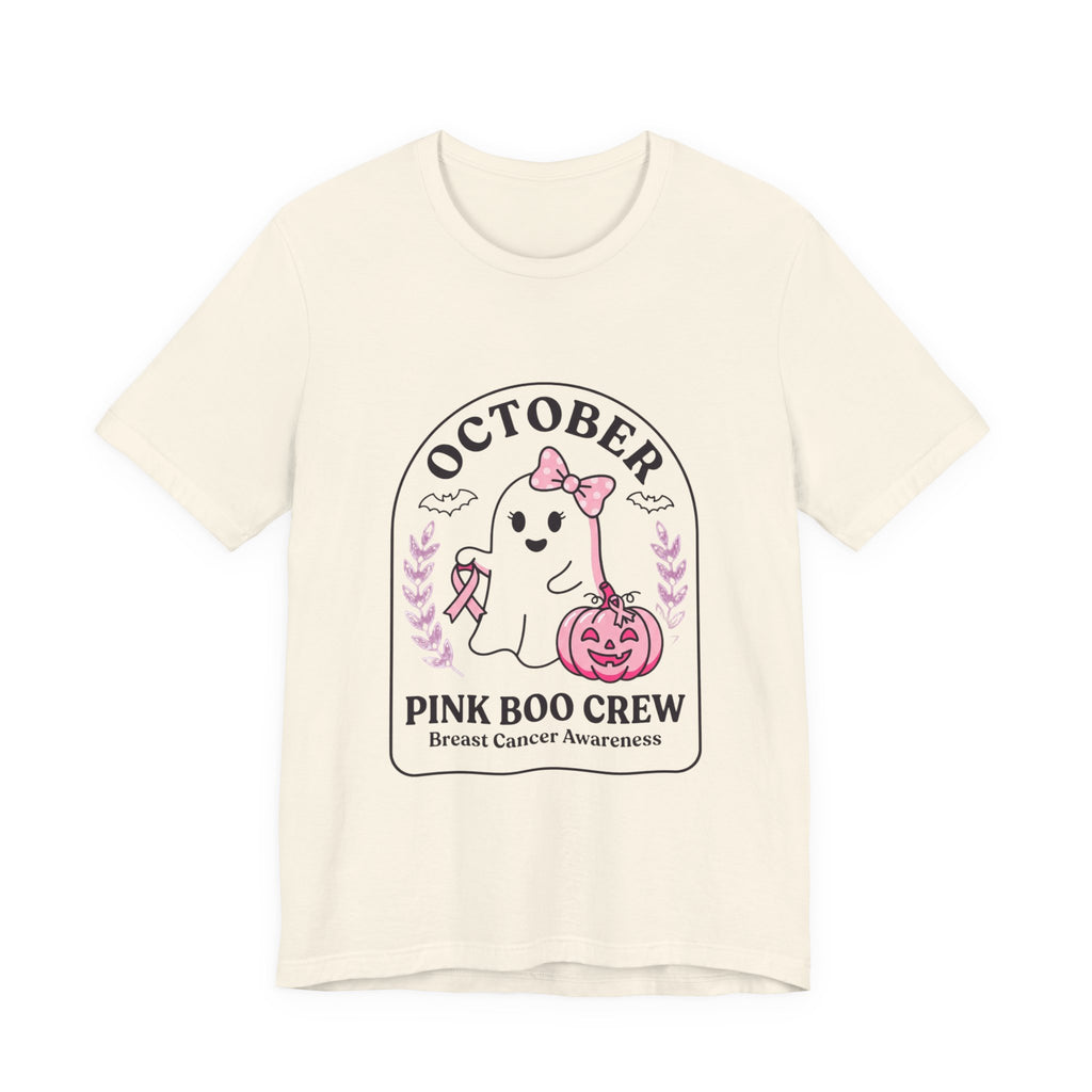 Pink Boo Crew Ghost Tee | Breast Cancer Awareness, Ribbon October