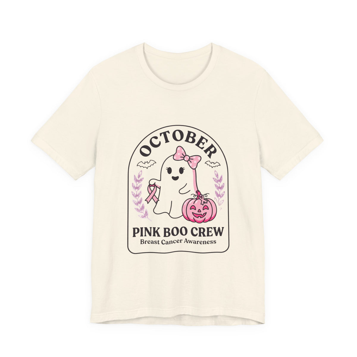 Pink Boo Crew Ghost Tee | Breast Cancer Awareness, Ribbon October