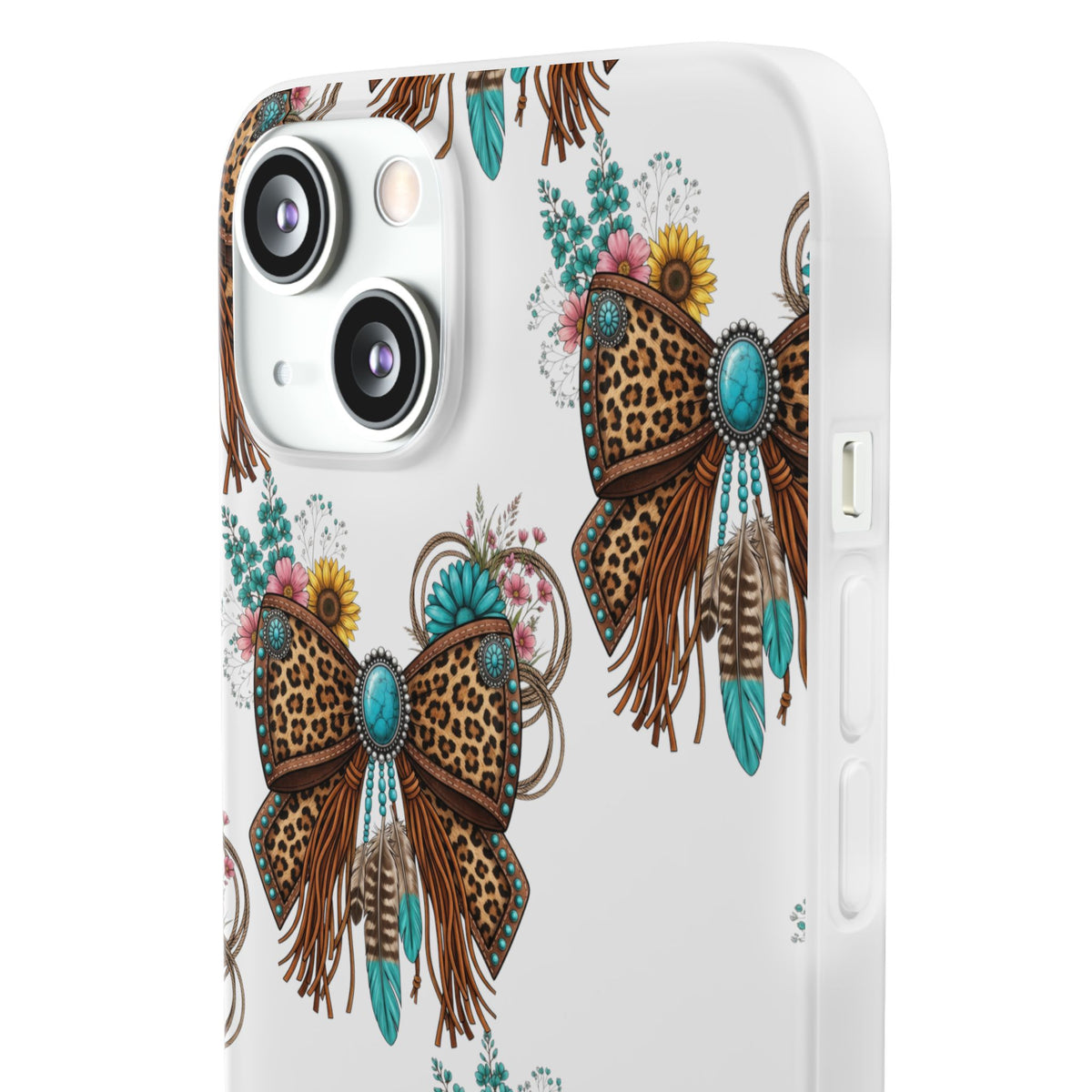 Leopard Turquoise Bow Phone Case
