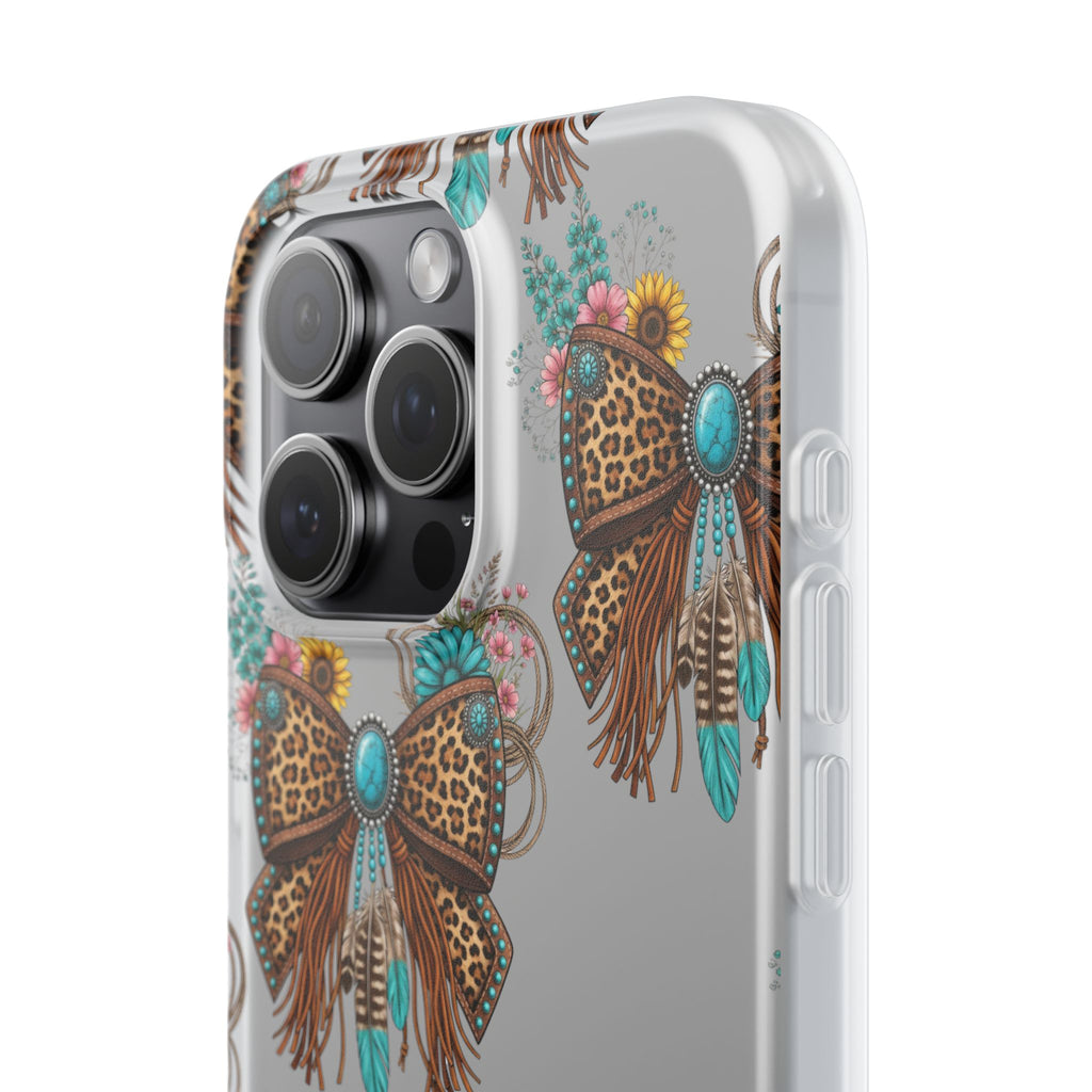 Leopard Turquoise Bow Phone Case