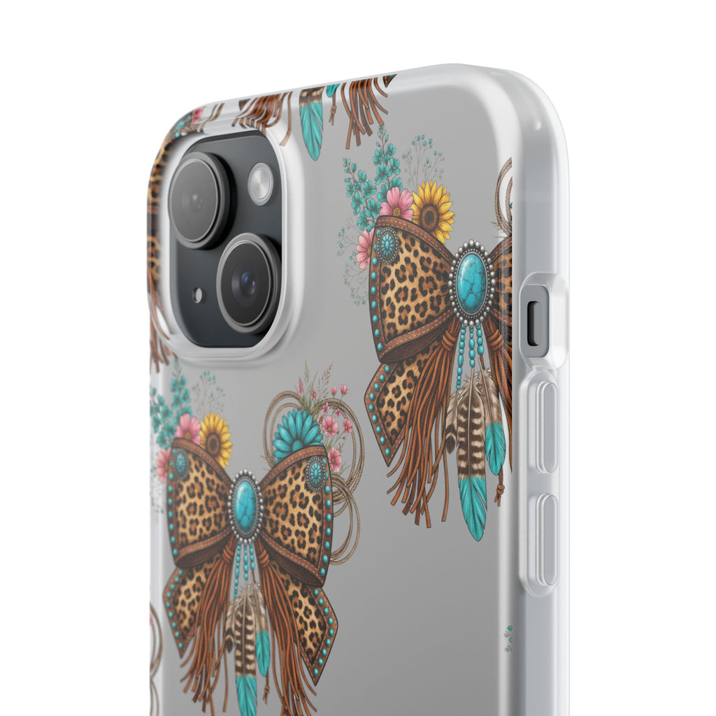 Leopard Turquoise Bow Phone Case