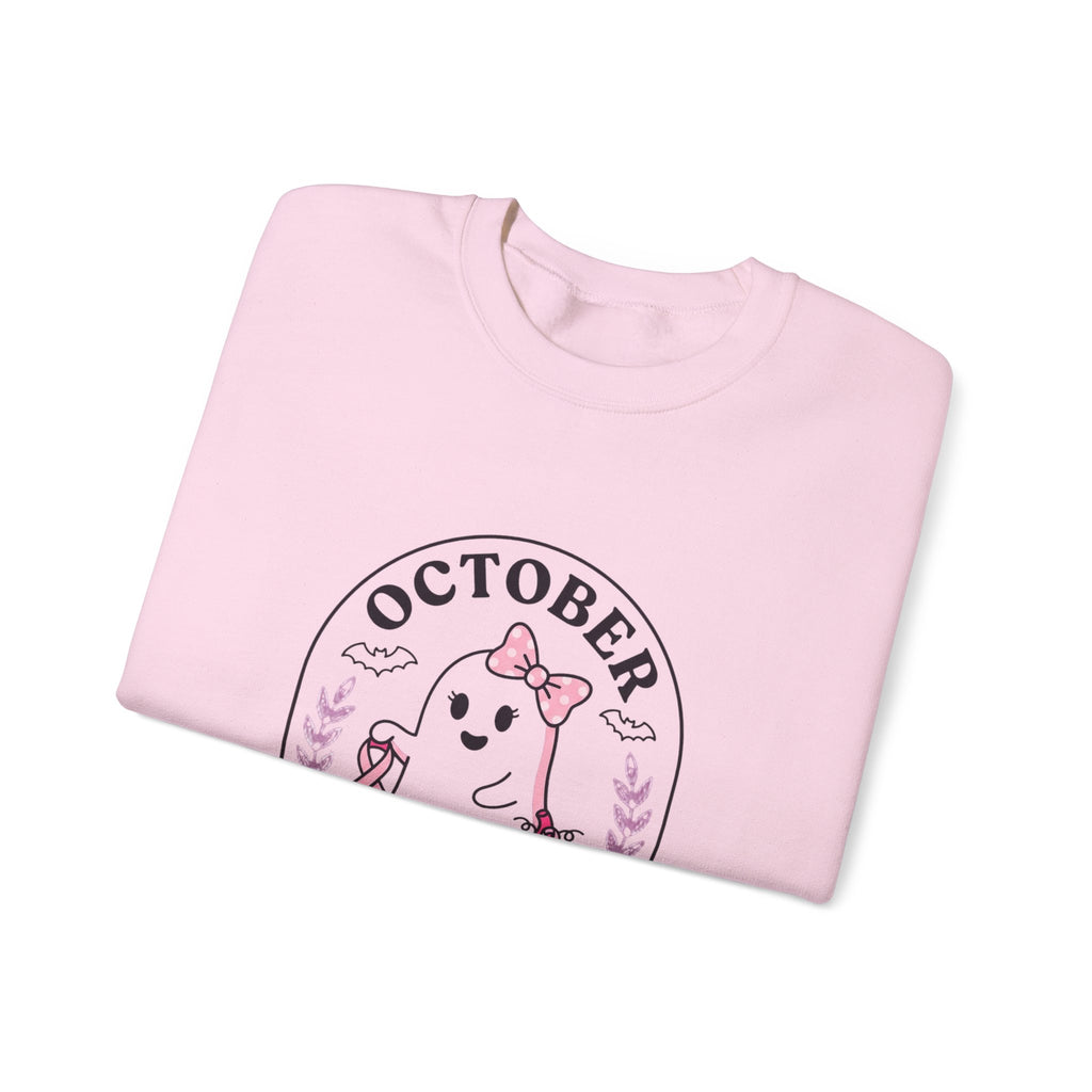 October Pink Boo Crew Sweatshirt | Breast Cancer Awareness, Ribbon