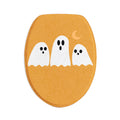 Halloween Ghost Bath Mat Set — 3-Piece Orange Bathroom Rug Set