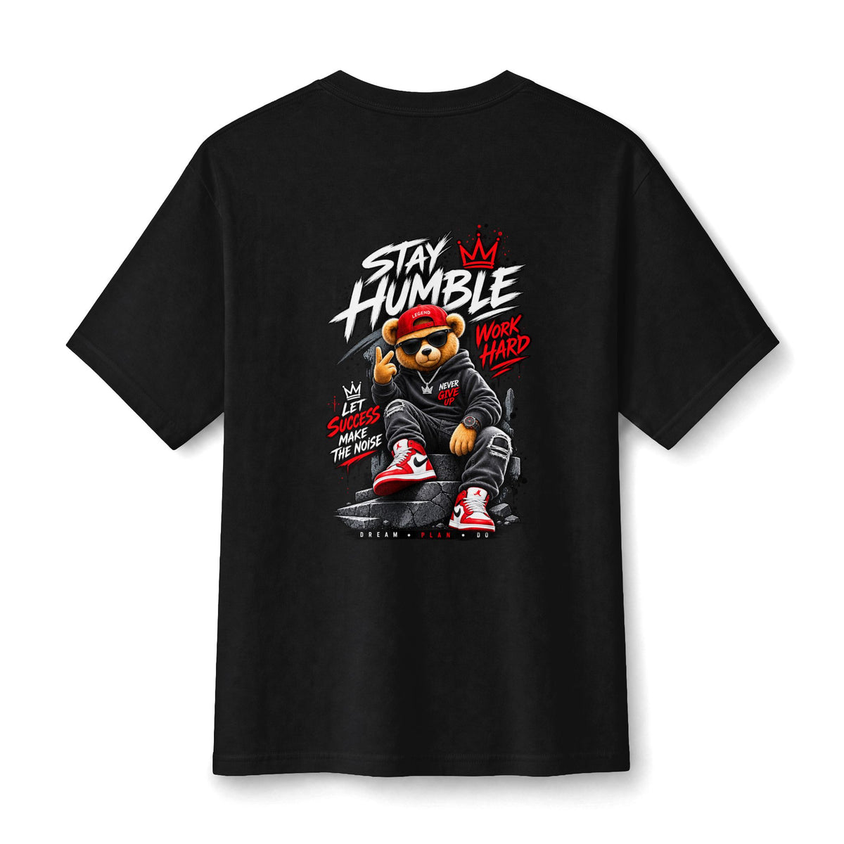 Stay Humble Bear Graphic Tee — Urban Streetwear Cotton T‑Shirt