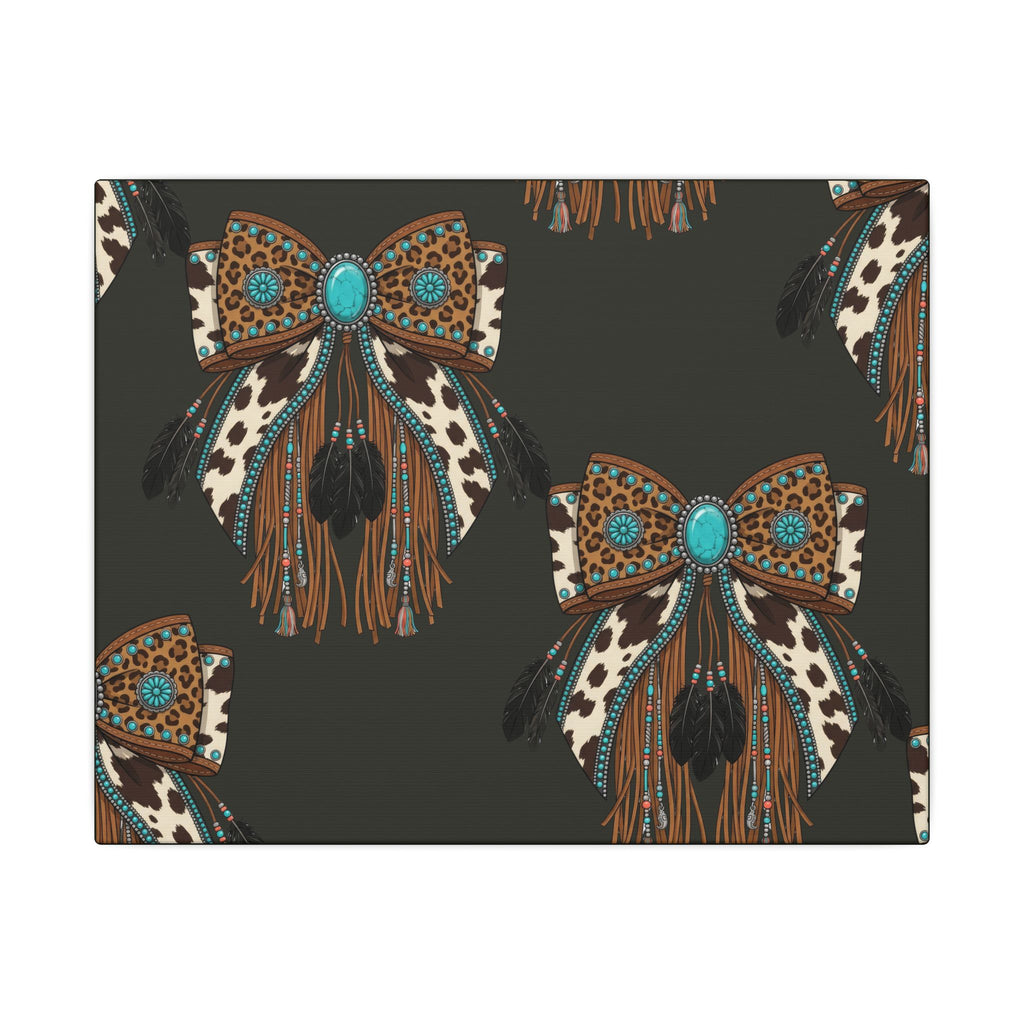 Western Turquoise Bow Canvas Wall Art
