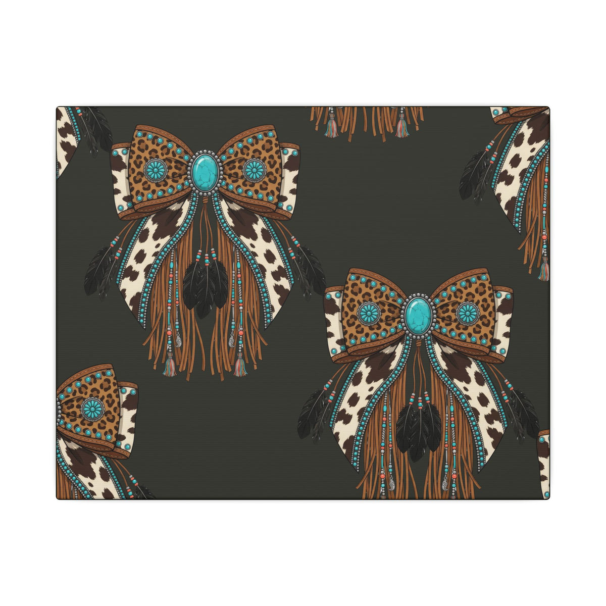 Western Turquoise Bow Canvas Wall Art