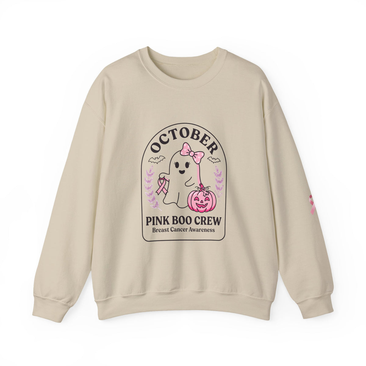 October Pink Boo Crew Sweatshirt | Breast Cancer Awareness, Ribbon