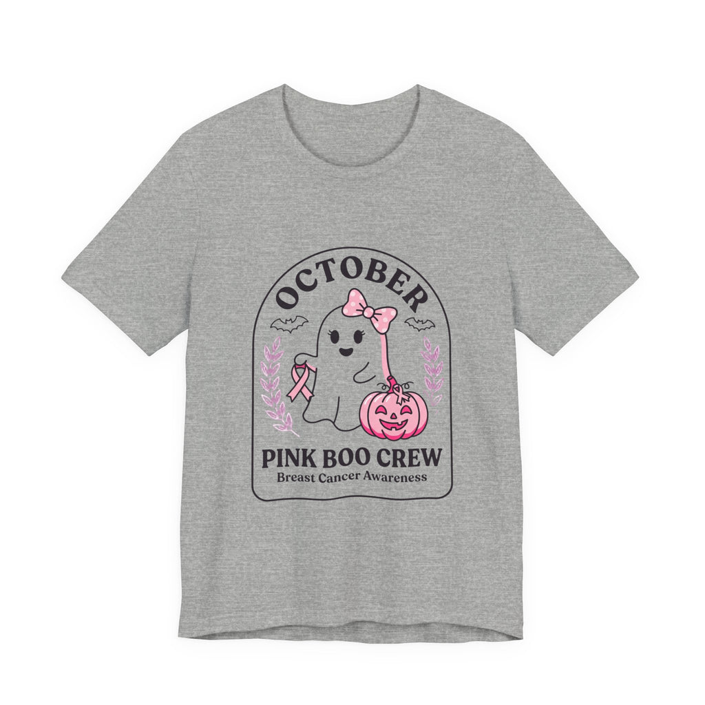 Pink Boo Crew Ghost Tee | Breast Cancer Awareness, Ribbon October