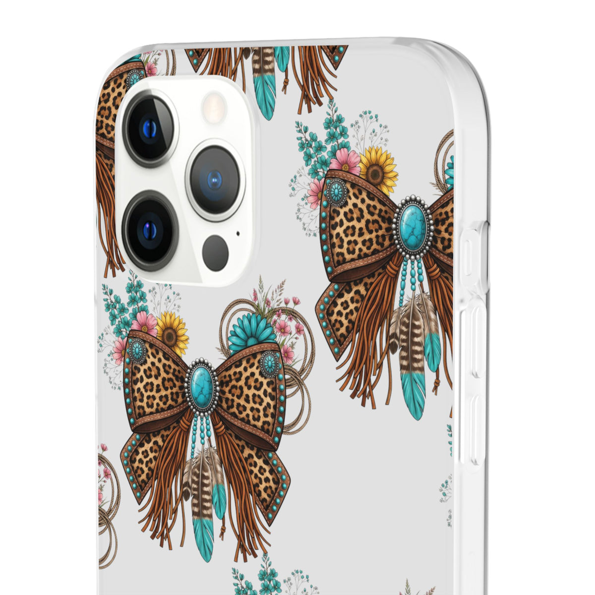 Leopard Turquoise Bow Phone Case