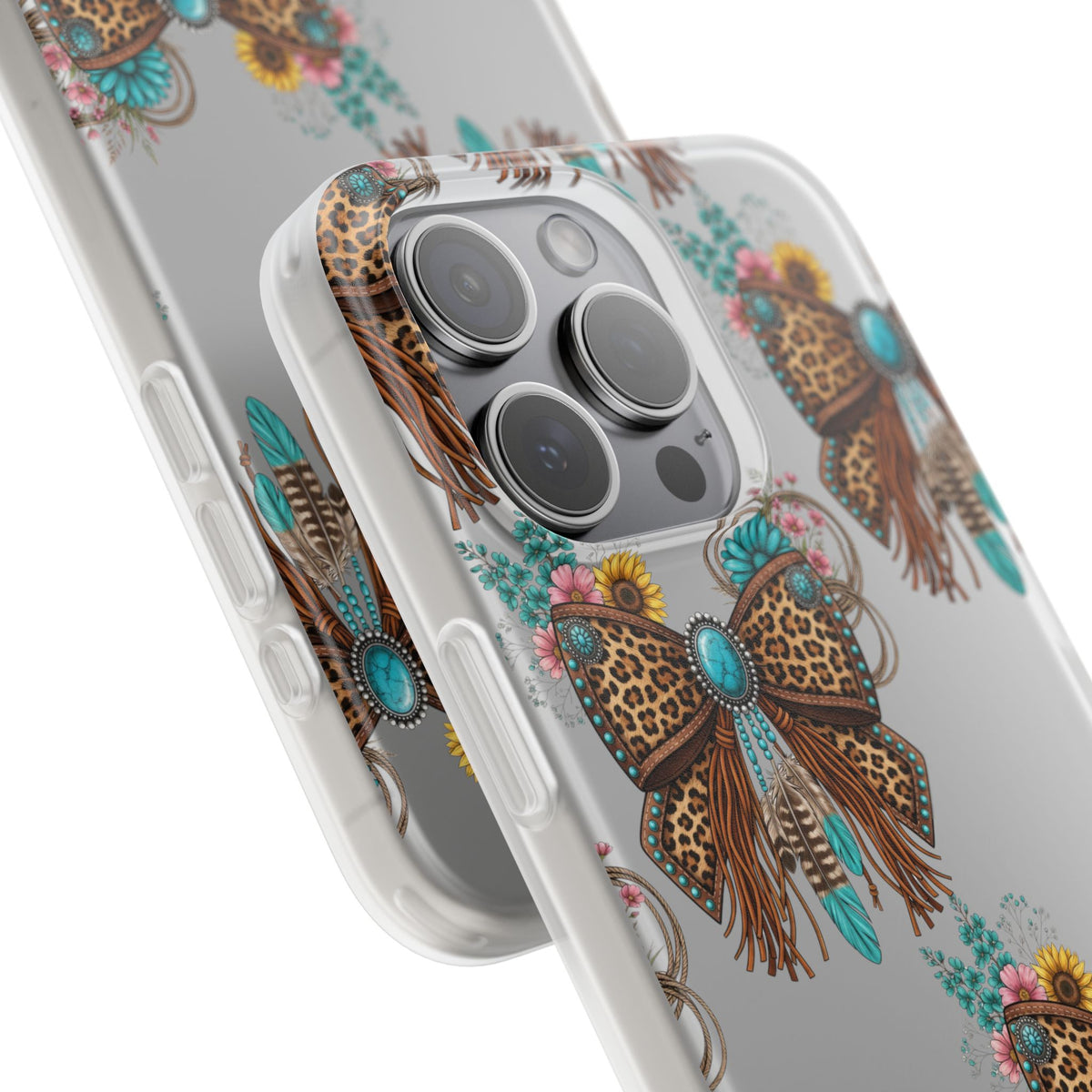 Leopard Turquoise Bow Phone Case