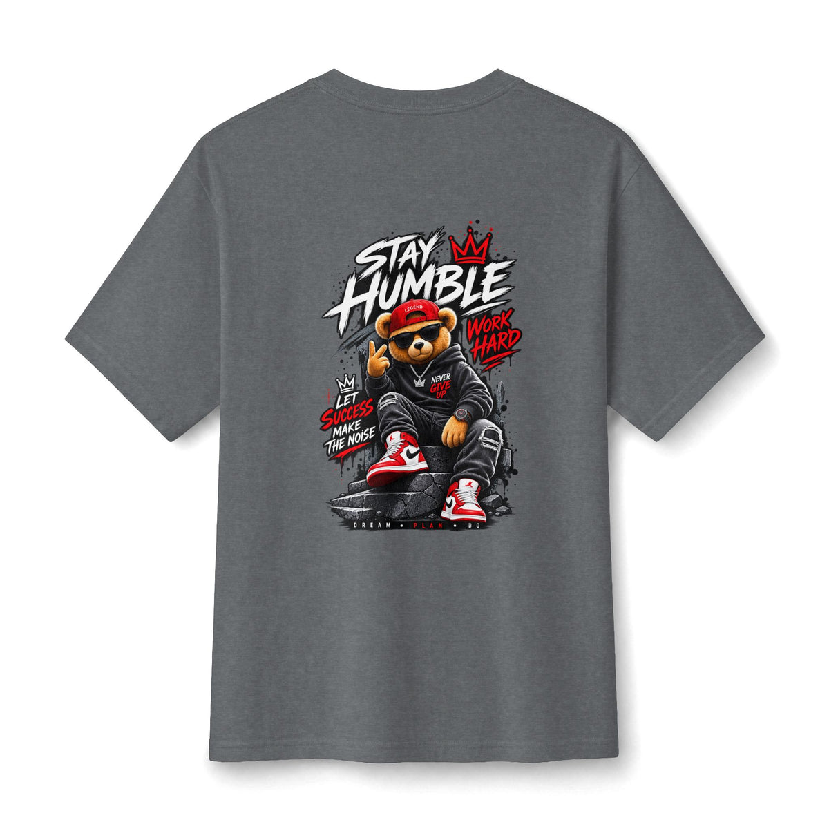 Stay Humble Bear Graphic Tee — Urban Streetwear Cotton T‑Shirt
