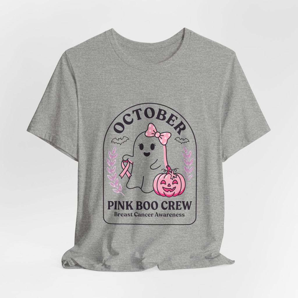 Pink Boo Crew Ghost Tee | Breast Cancer Awareness, Ribbon October