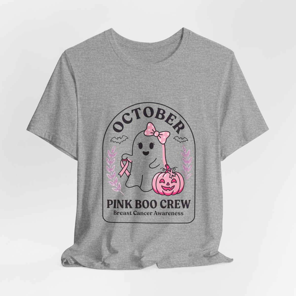 Pink Boo Crew Ghost Tee | Breast Cancer Awareness, Ribbon October