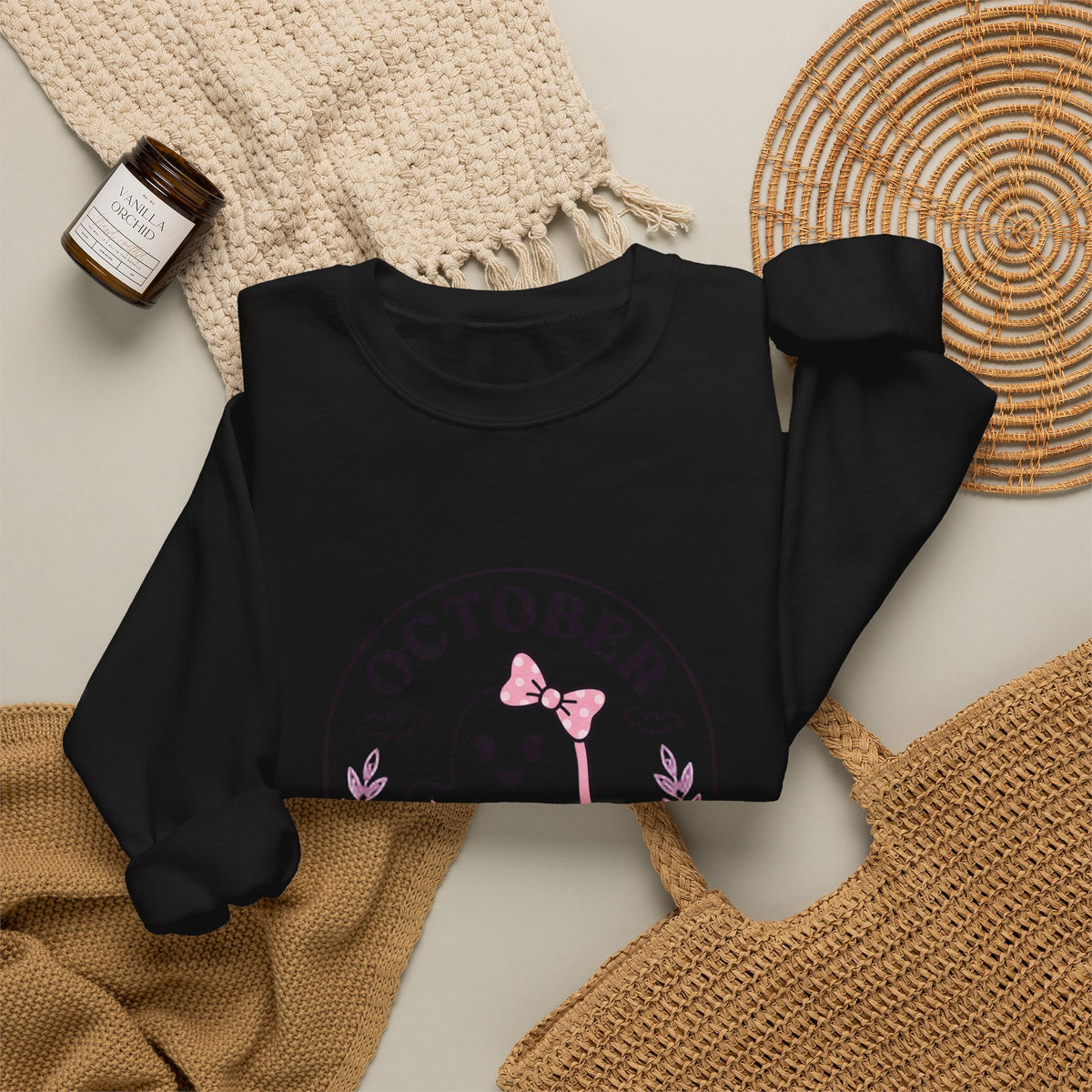October Pink Boo Crew Sweatshirt | Breast Cancer Awareness, Ribbon